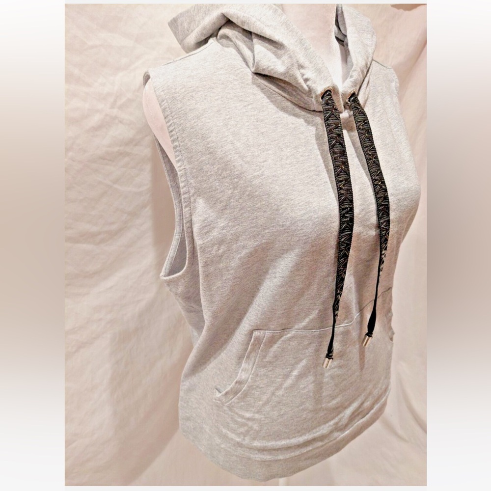 Michael Kors ML Logo Gray Sleeveless Hoodie Top